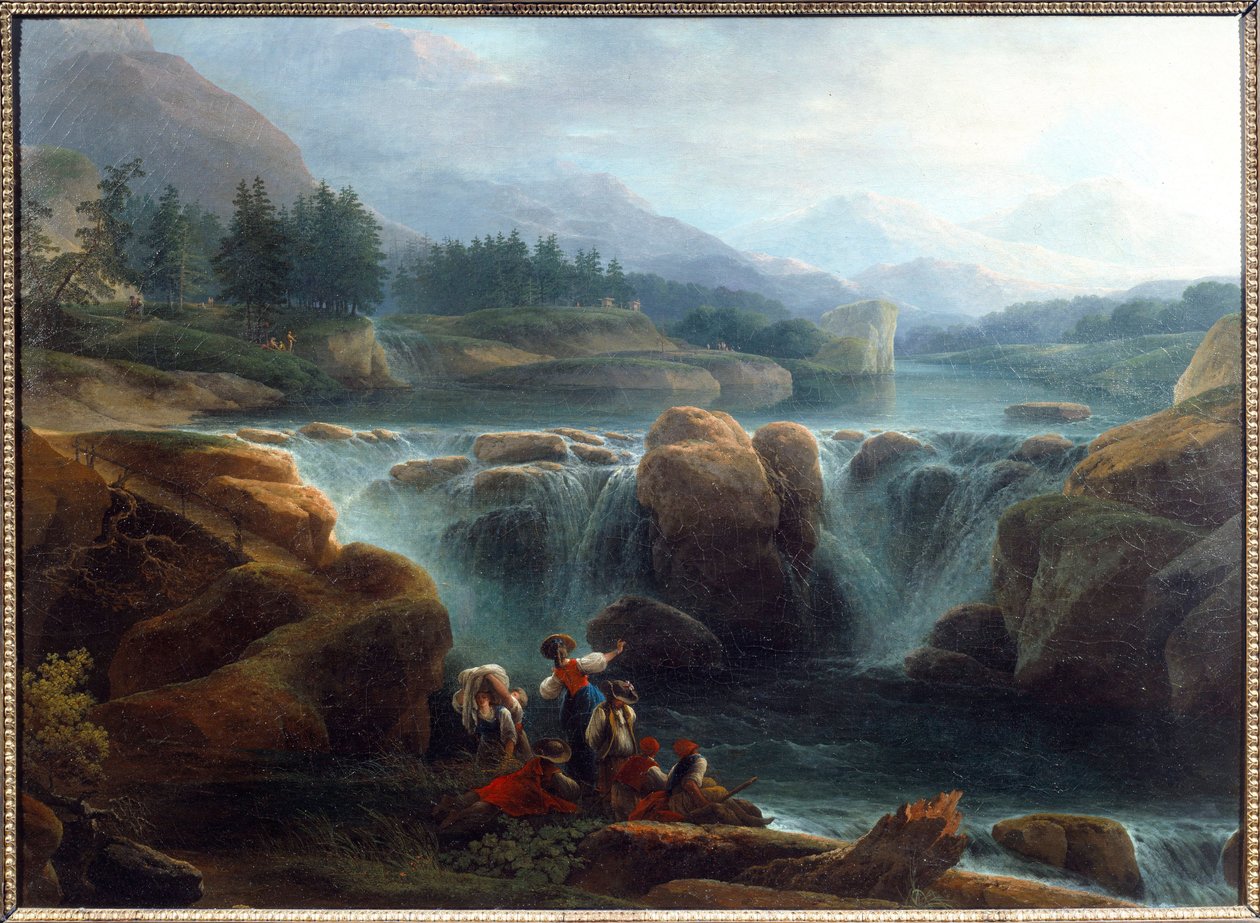 La cascade-maleri af Claude Louis Chatelet (1753-1794) 1793 søn. 0,92x1,26 m Orleans, musee des Beaux Arts af Claude Louis Chatelet