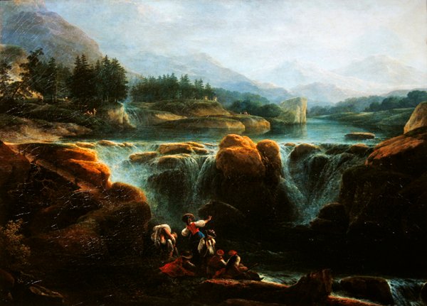 Schweizisk landskab, ca. 1790-94 af Claude Louis Chatelet