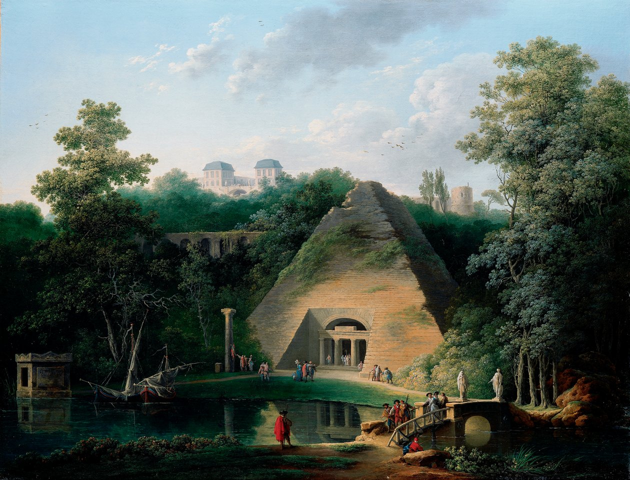 Pyramiden ved Chateau de Maupertuis, ca. 1785 af Claude Louis Chatelet