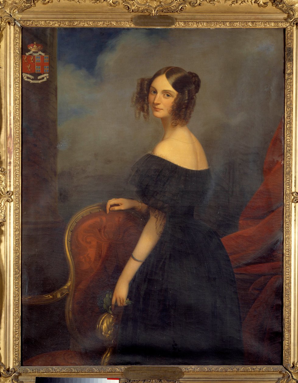 Portræt af hertuginden af Valencay, grevinde af Talleyrand Perigord født Anne Louise de Montmorency (1810-1855) af Claude Marie Dubufe (1790-1864). 19. århundrede af Claude Marie Dubufe