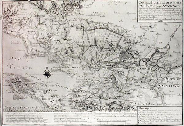 Atlas 131 H f.42 Kort over Bas Poitou, Aunis og Saintonge med marsken i Aiguillon-bugten i 1716 af Claude Masse