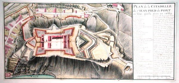 Citadel of Saint-Jean de Port i 1689, fra Traite de Fortifications (pen & blæk og wc på papir) af Claude Masse