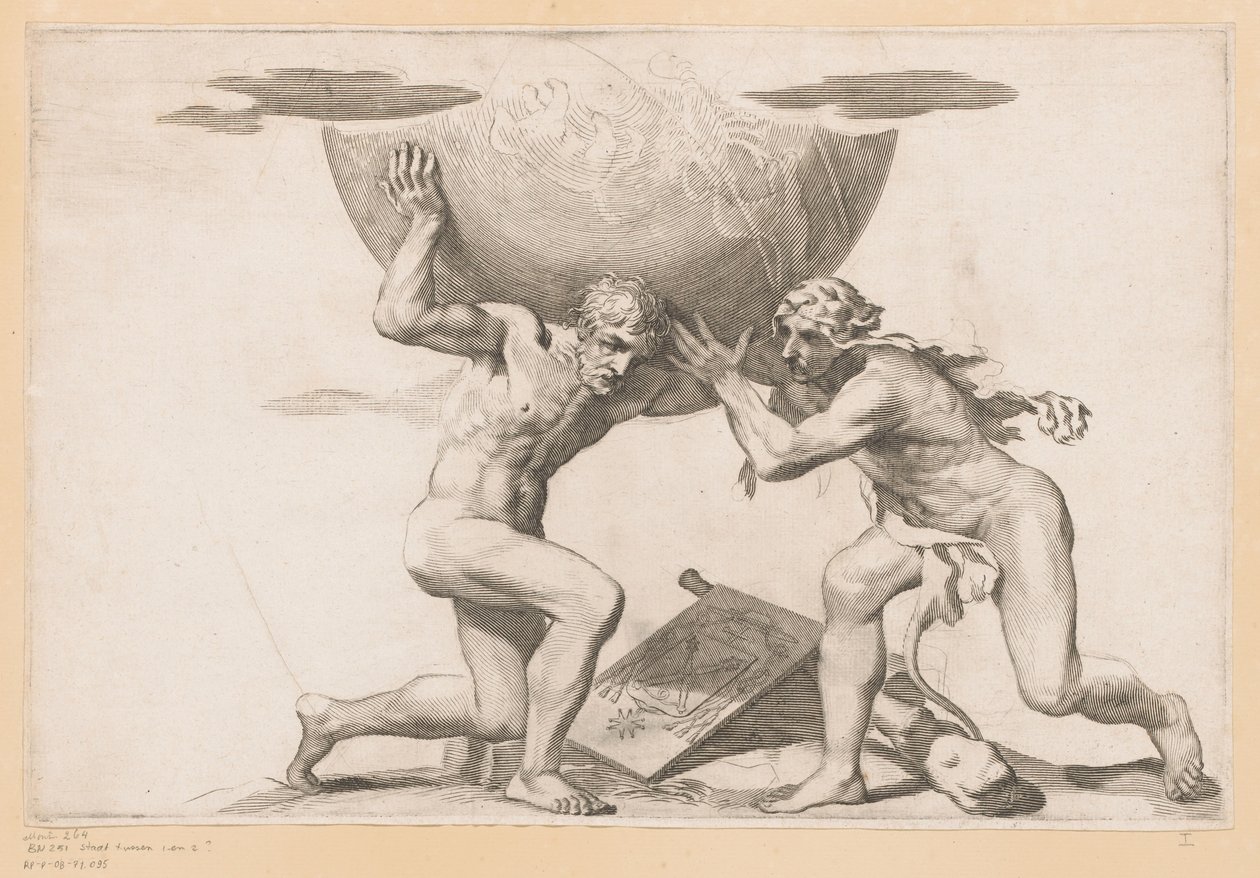 Atlas giver himmelsfæren til Hercules af Claude Mellan (possibly)