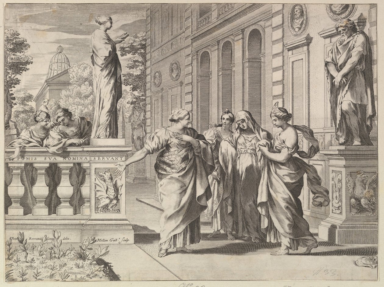 Allegori til ære for det romerske kollegium grundlagt af Borghese-familien, 1615-88. af Claude Mellan
