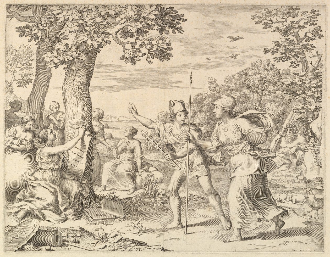 Allegori om god regering i Frankrig, 1685. af Claude Mellan