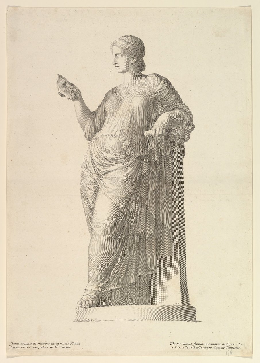 Gammel statue af Muse Thalia, 1669. af Claude Mellan