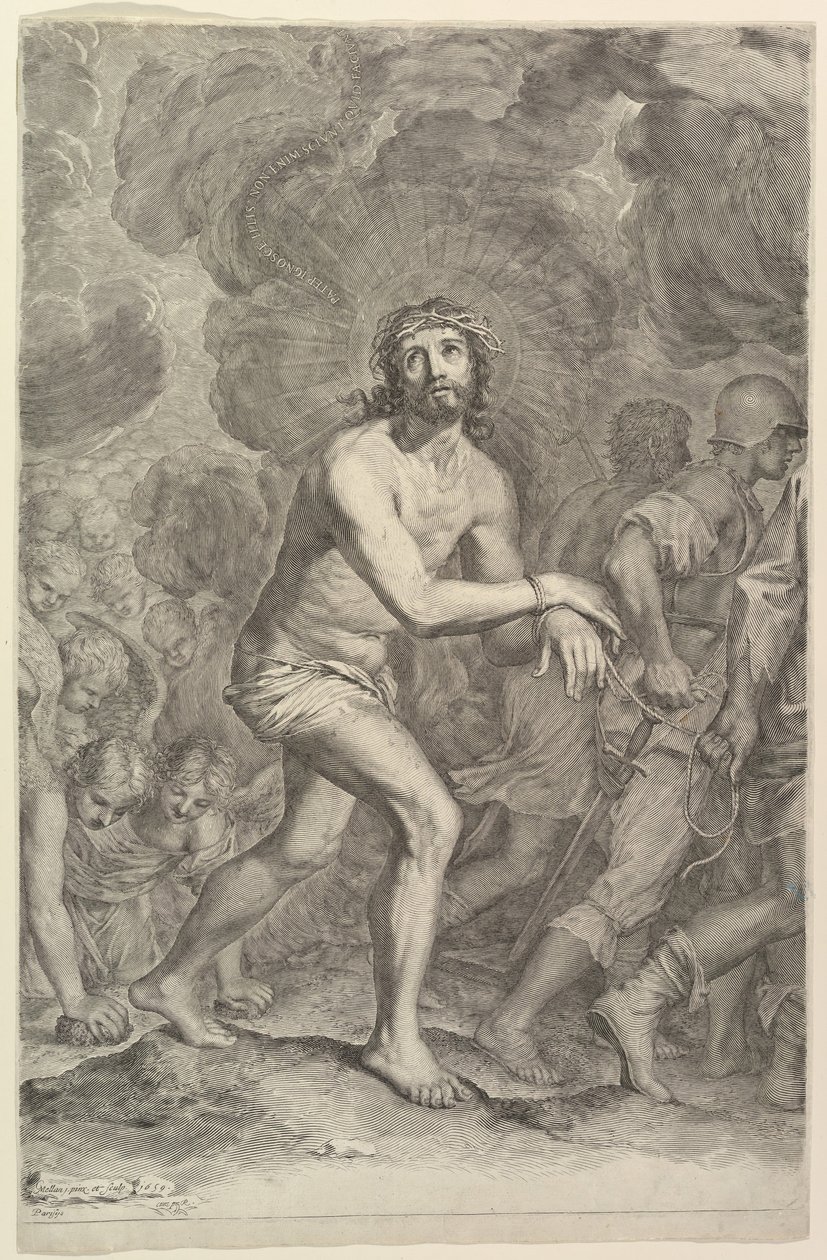 Kristus taget af soldater The Ascent to Calvary, 1659. af Claude Mellan