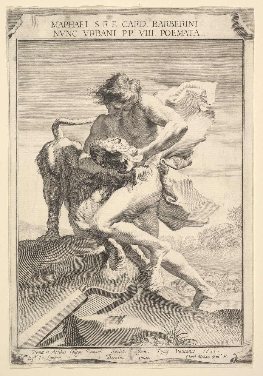 David Strangling the Lion, 1631. af Claude Mellan