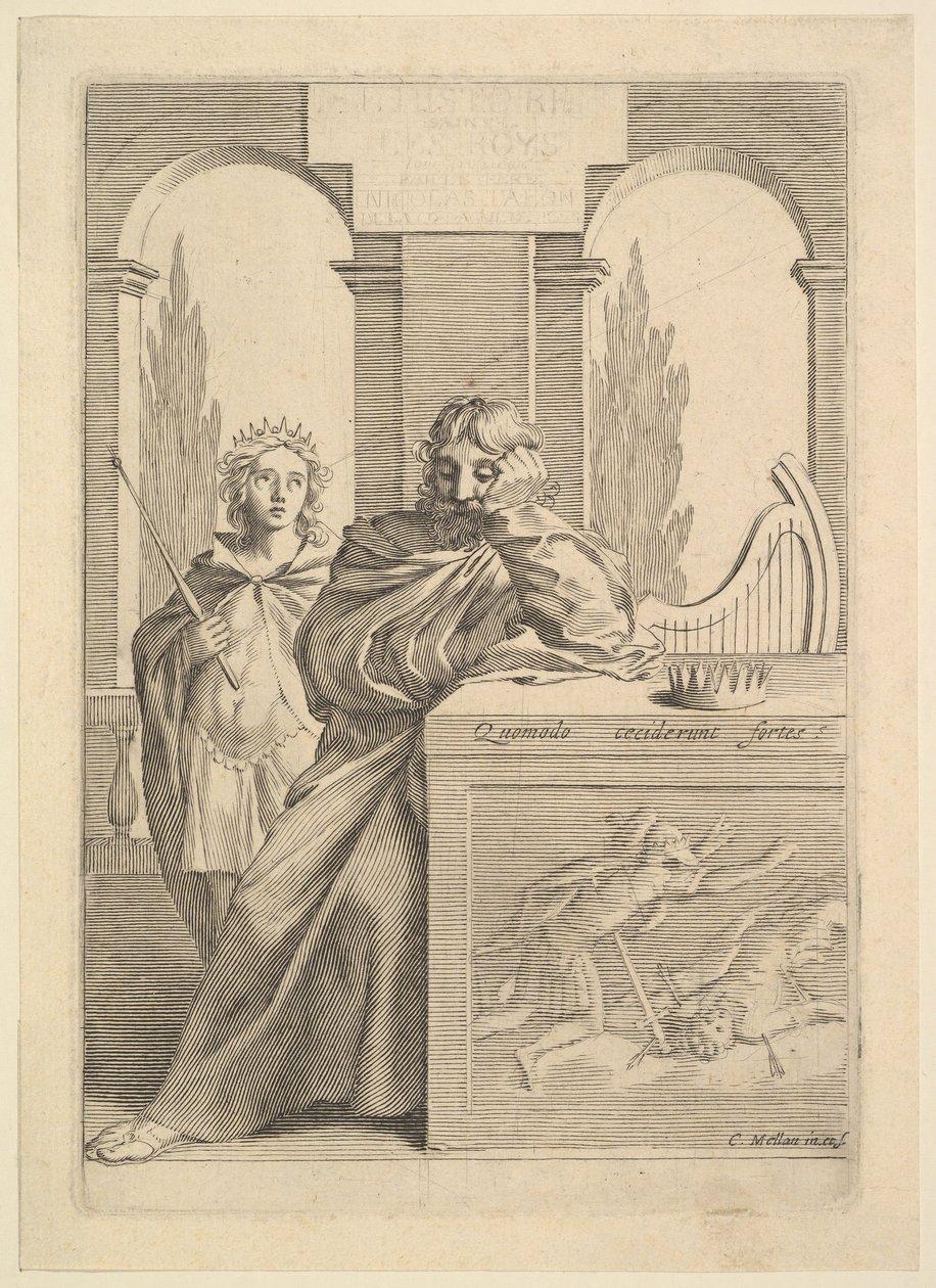 David: Titelblad til Talon, LHistoire Sainte, III, 1645. af Claude Mellan