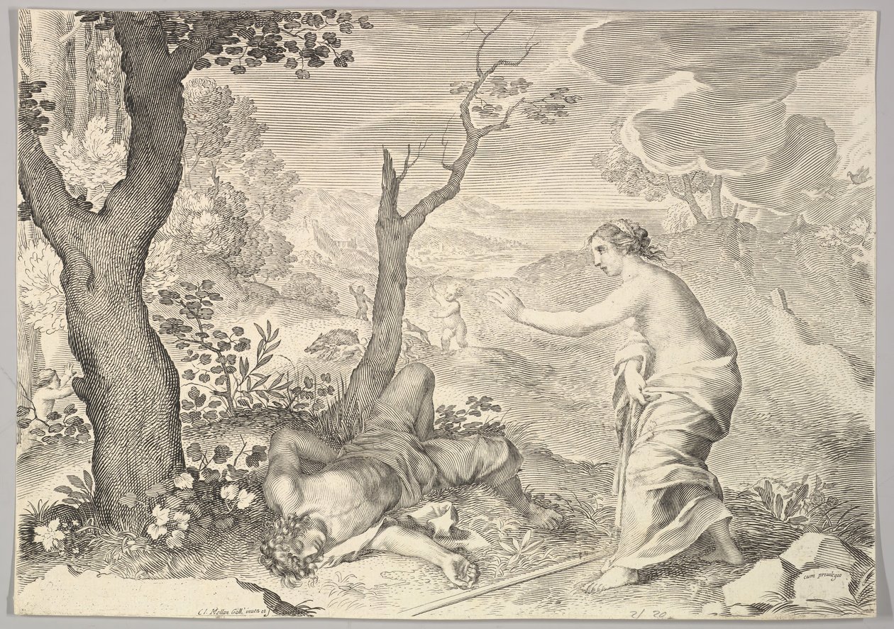 Adonis død. af Claude Mellan