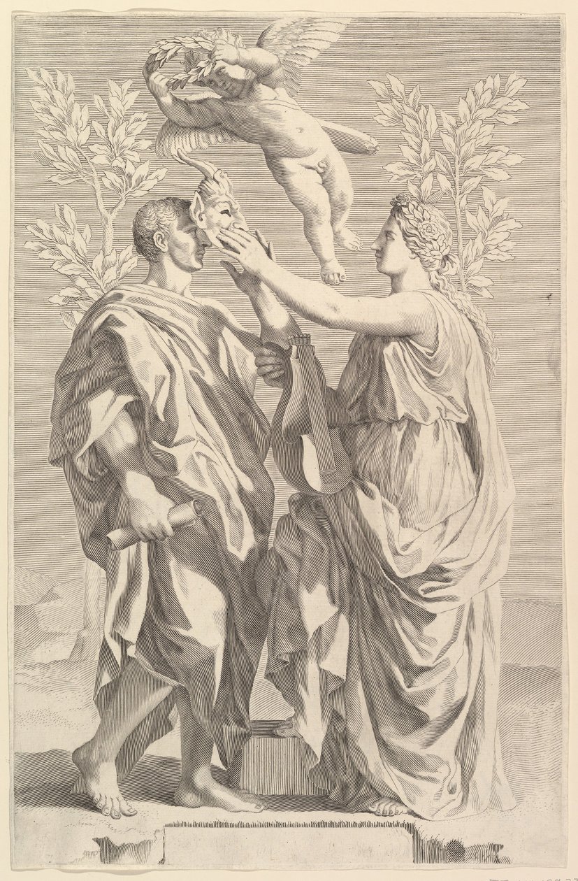 Frontispice: Horace, Quintus Horatius Flaccus, 1642 af Claude Mellan