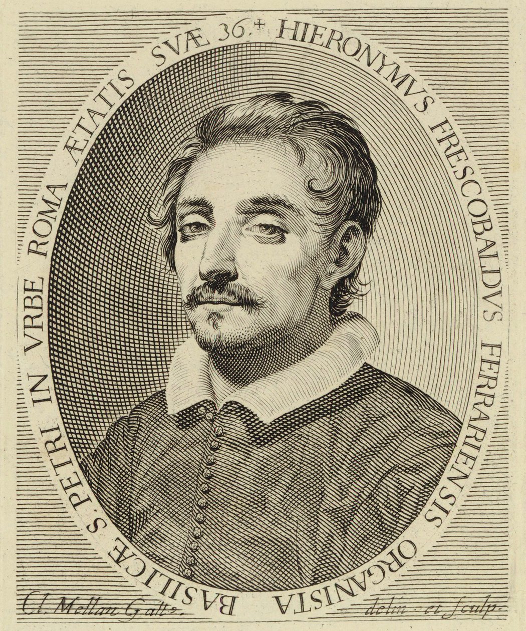 Girolamo Frescobaldi (1583-1643), kobberstik af Claude Mellan (1619). af Claude Mellan