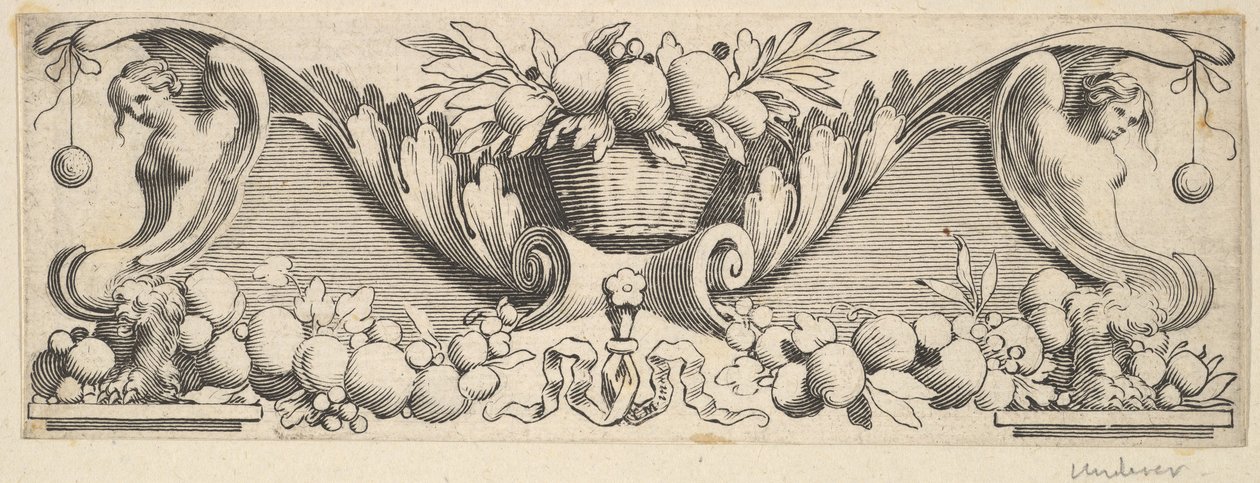 Pandebånd: Frugtkurv. af Claude Mellan