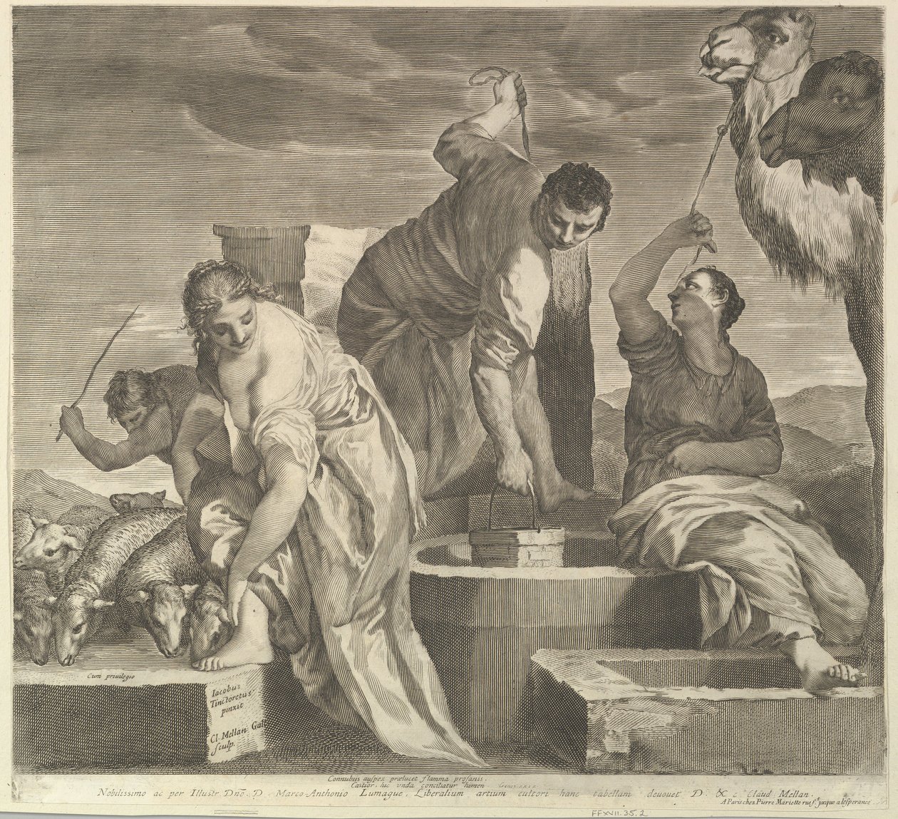 Jacob trækker vand til Rachels dyr Jacob vander Rachels flok. af Claude Mellan