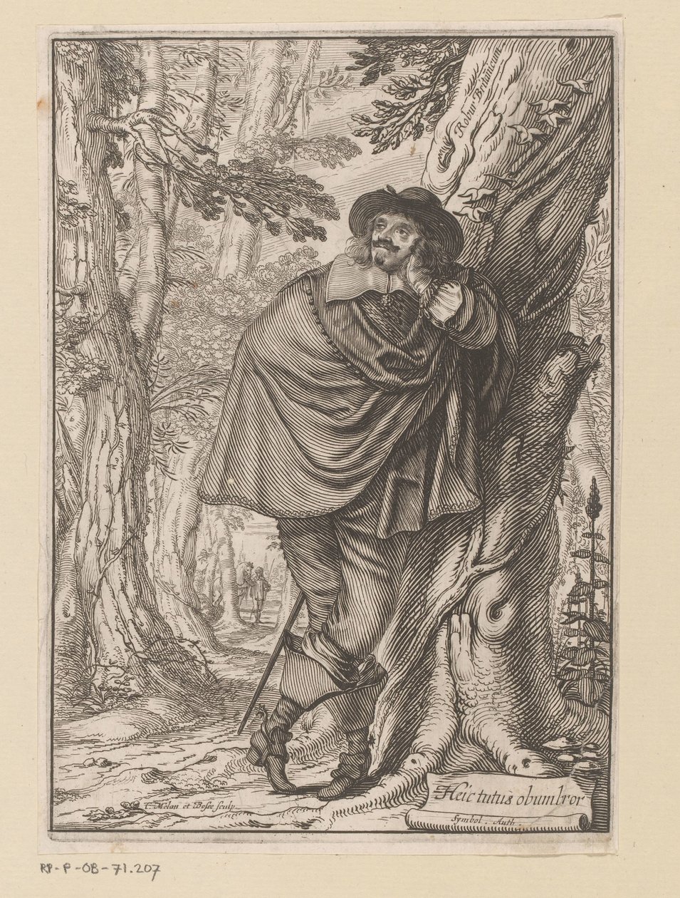 James Howell lænet op ad et træ Titelside for: James Howell, Dendrologie (...), 1641 af Claude Mellan