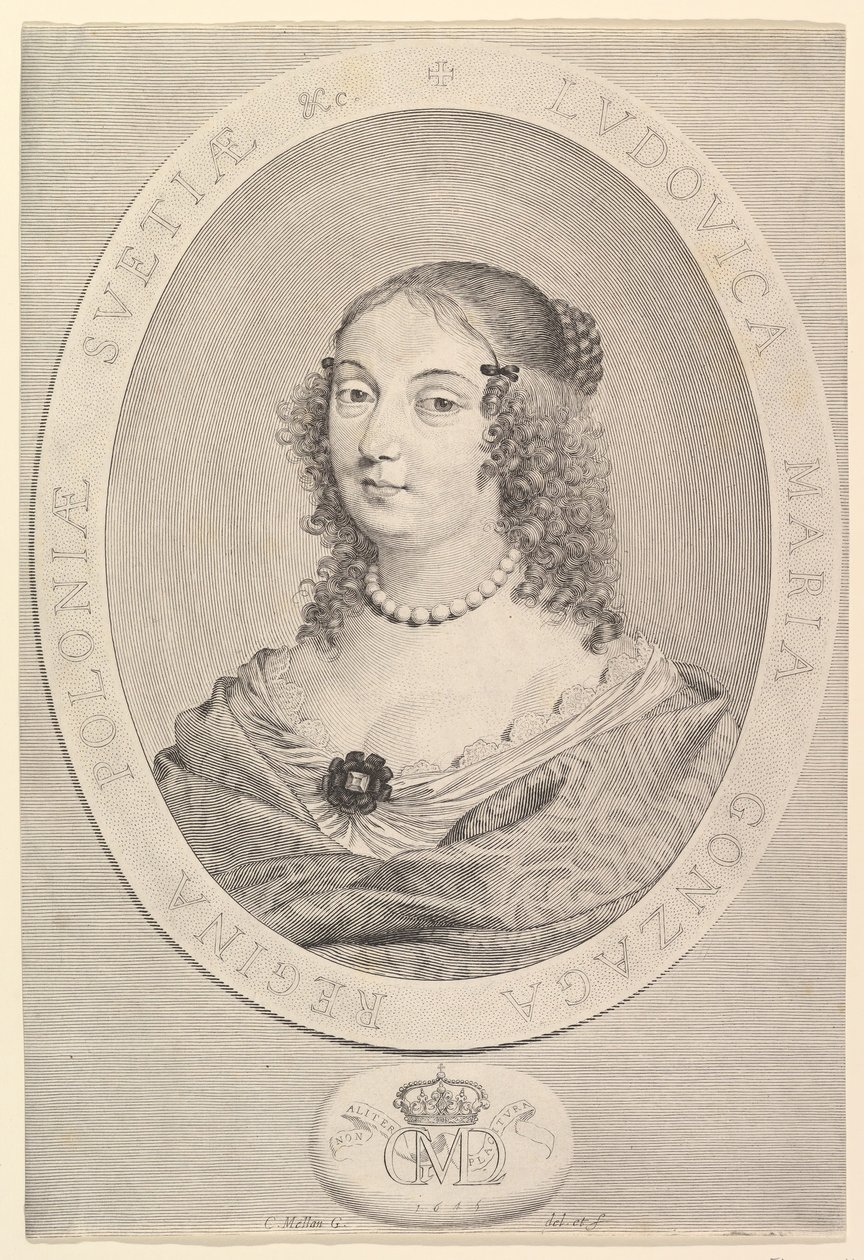 Ludovica Maria Gonzaga, dronning af Polen, 1645. af Claude Mellan