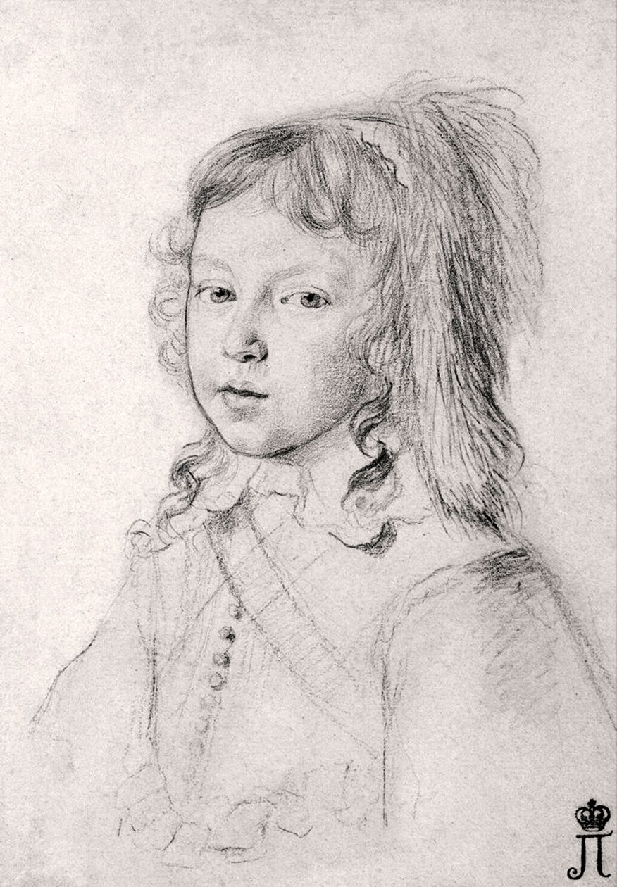 Portræt af kong Louis XIV (1638-1715) som et barn (Portræt af kong Louis XIV (1638-1715) som et barn) af Claude Mellan (1598-1688) - Sort kridt på papir af Claude Mellan