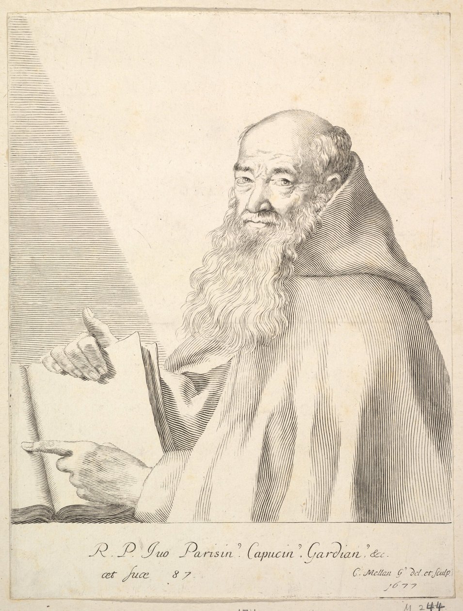 Portræt af far Yves, 1677. af Claude Mellan