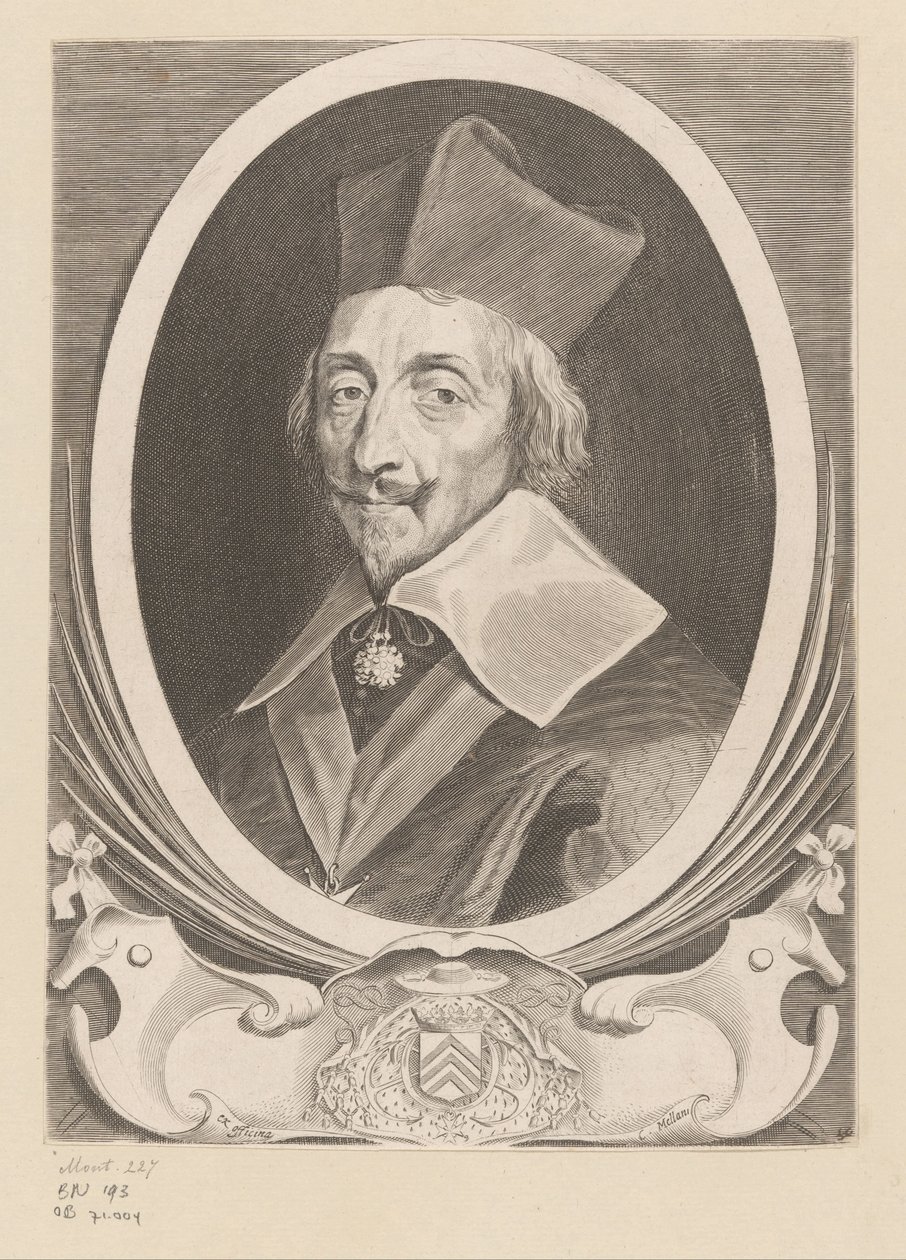 Portræt af Armand-Jean du Plessis, kardinal de Richelieu af Claude Mellan