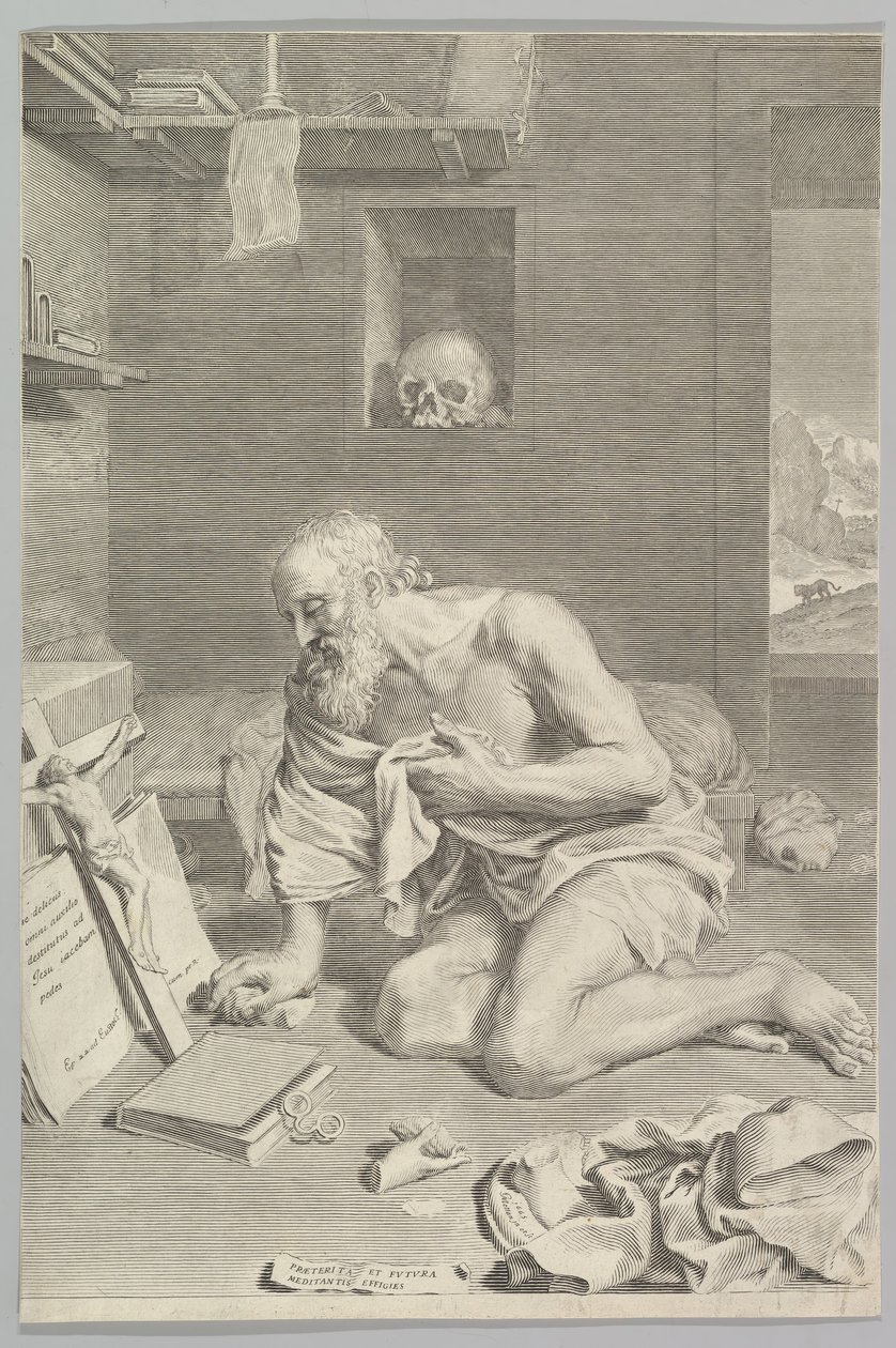 Sankt Jerome beder i sin celle Sankt Jerome Penitent, 1665. af Claude Mellan