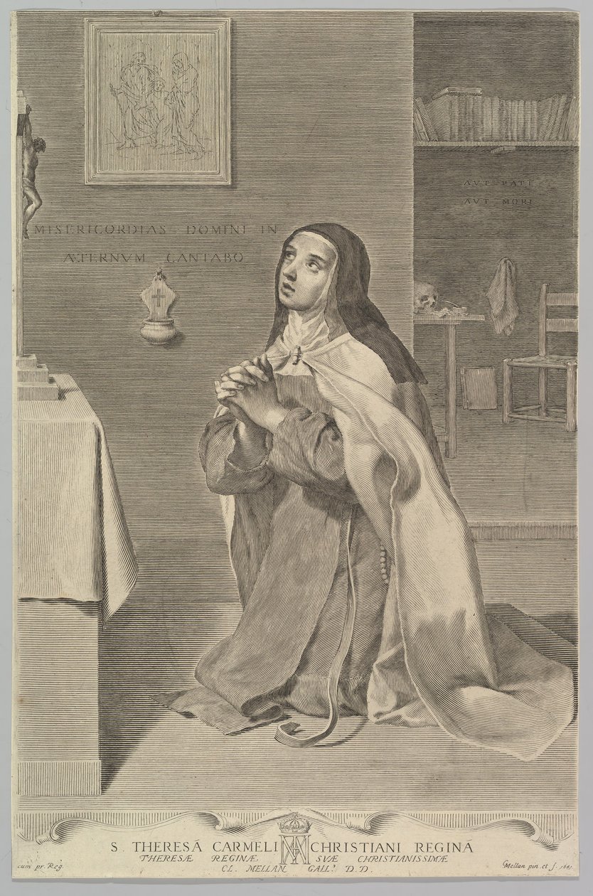 St. Theresa knælende i bøn, 1661. af Claude Mellan