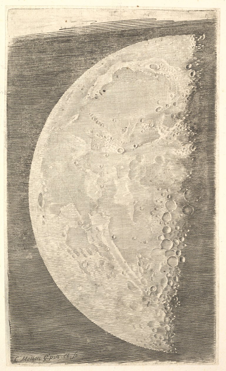Månen i sit sidste kvartal, 1635. af Claude Mellan