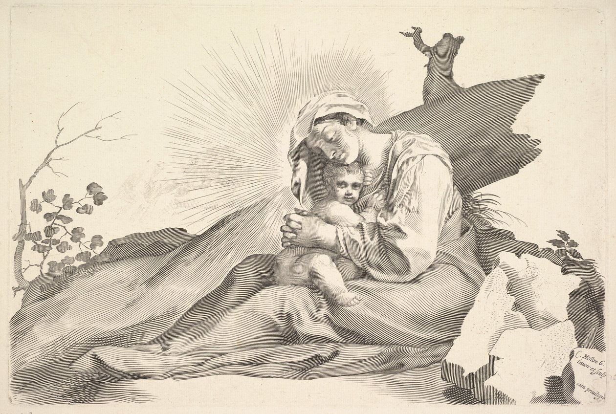 Jomfru Maria med barnet af Claude Mellan