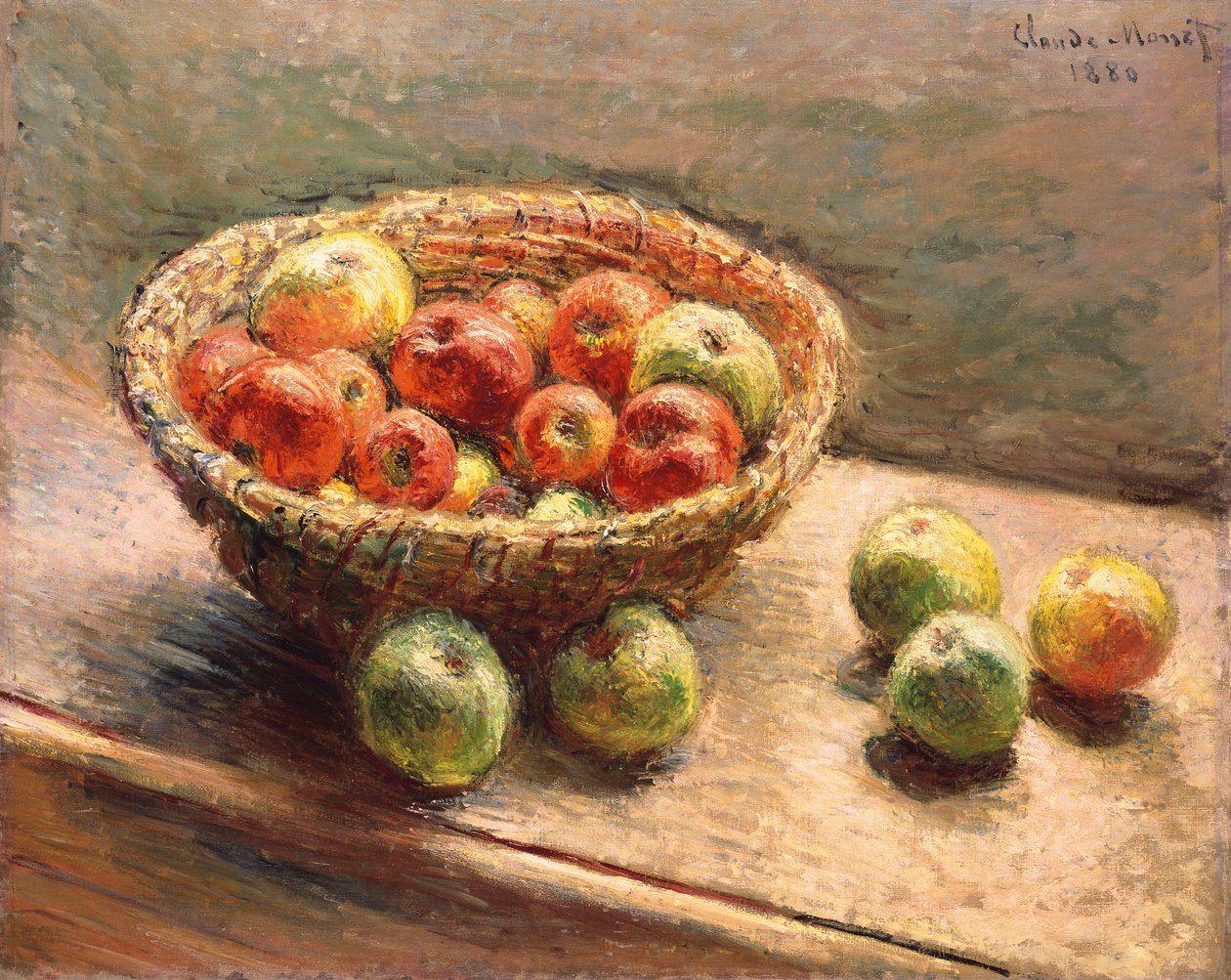 En skål med æbler; Æblekurven, 1880 af Claude Monet