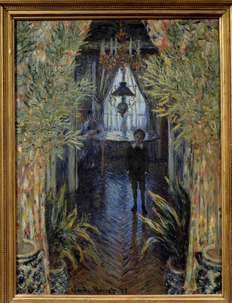 Et lejlighedshjørne Indvendig udsigt med søn (Jean) og kone (Camille Doncieux) til kunstneren af lejligheden i Argenteuil. Maleri af Claude Monet (1840-1826). 1875 søn. 0,8x0,6 m Paris, Musee d