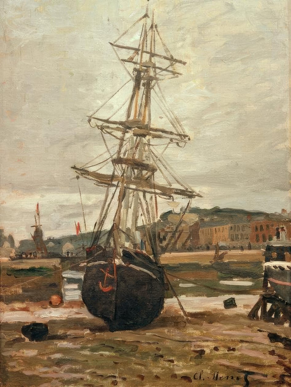 Båden på grund ved Fecamp af Claude Monet