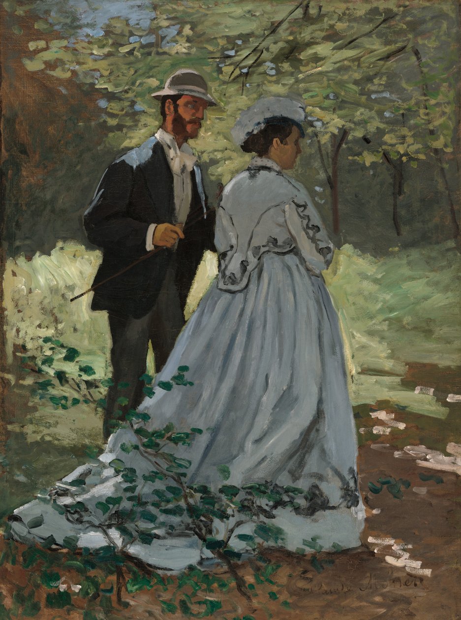 Bazille og Camille (Studie for "Frokost på græsset") af Claude Monet