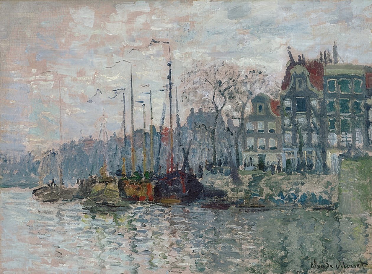 Udsigt over Prins Hendrikkade og Kromme Waal i Amsterdam. 1874 af Claude Monet