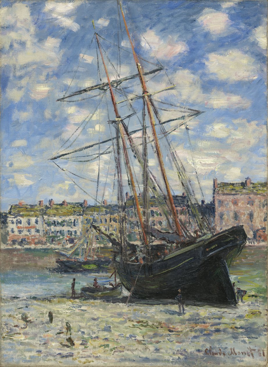 Båd ved lavvande af Claude Monet