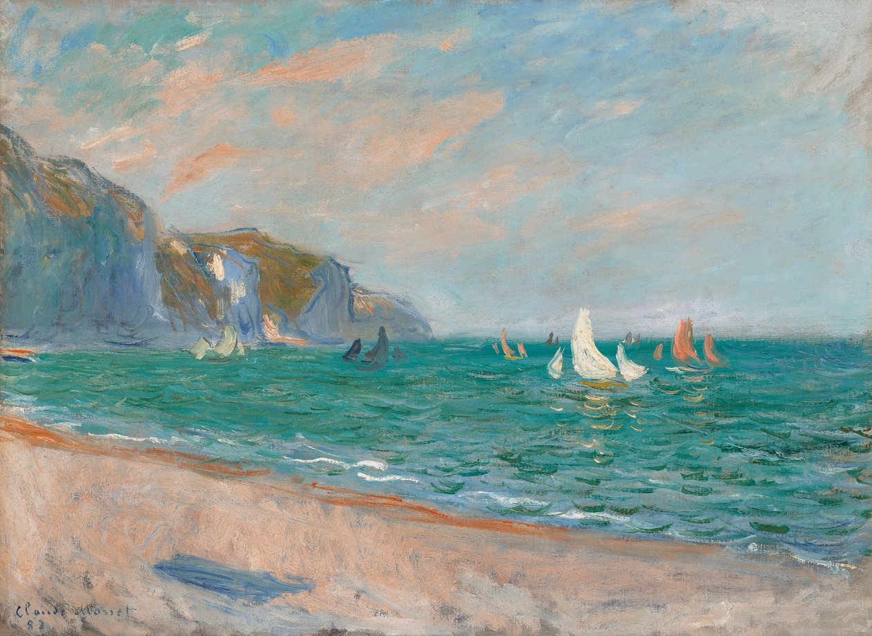 Både under Pourville-klipperne; Både foran Pourvilles klipper, 1882 af Claude Monet