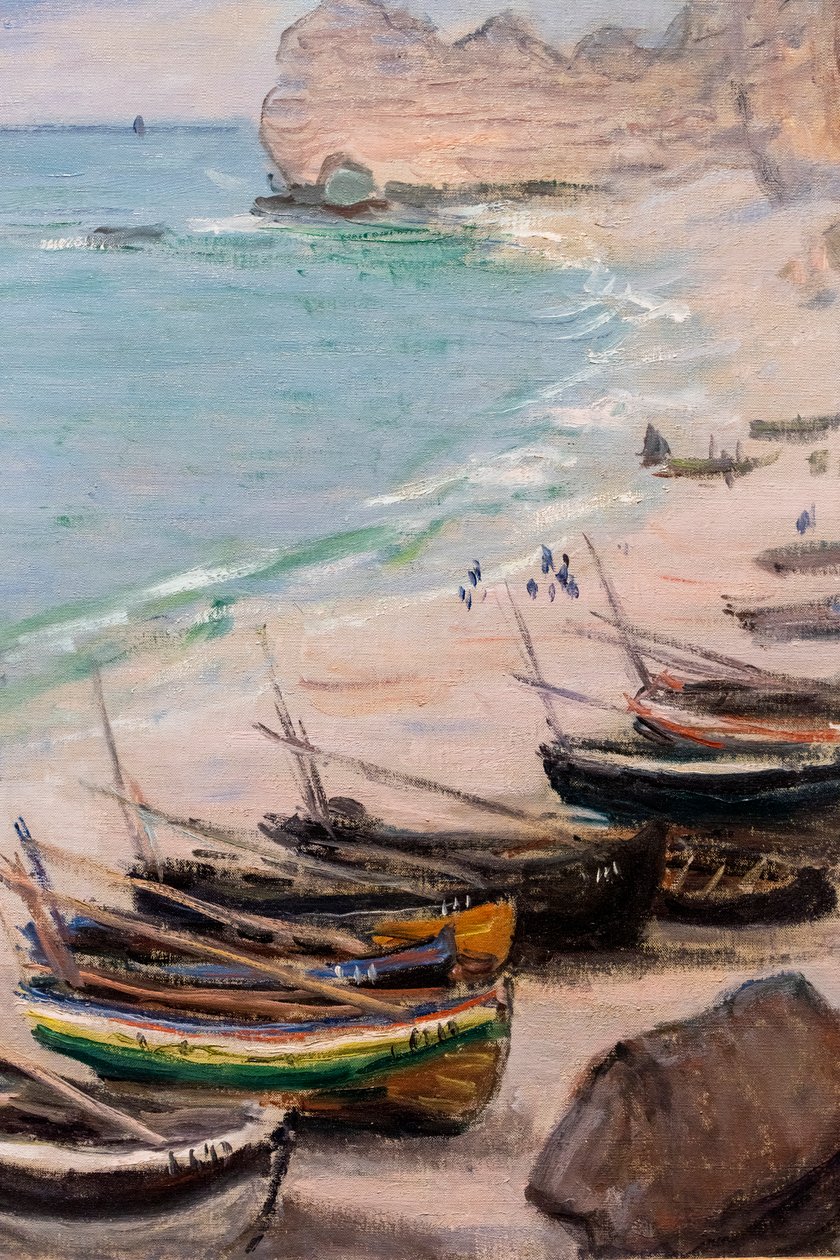Både på stranden ved Etretat, detalje af Claude Monet