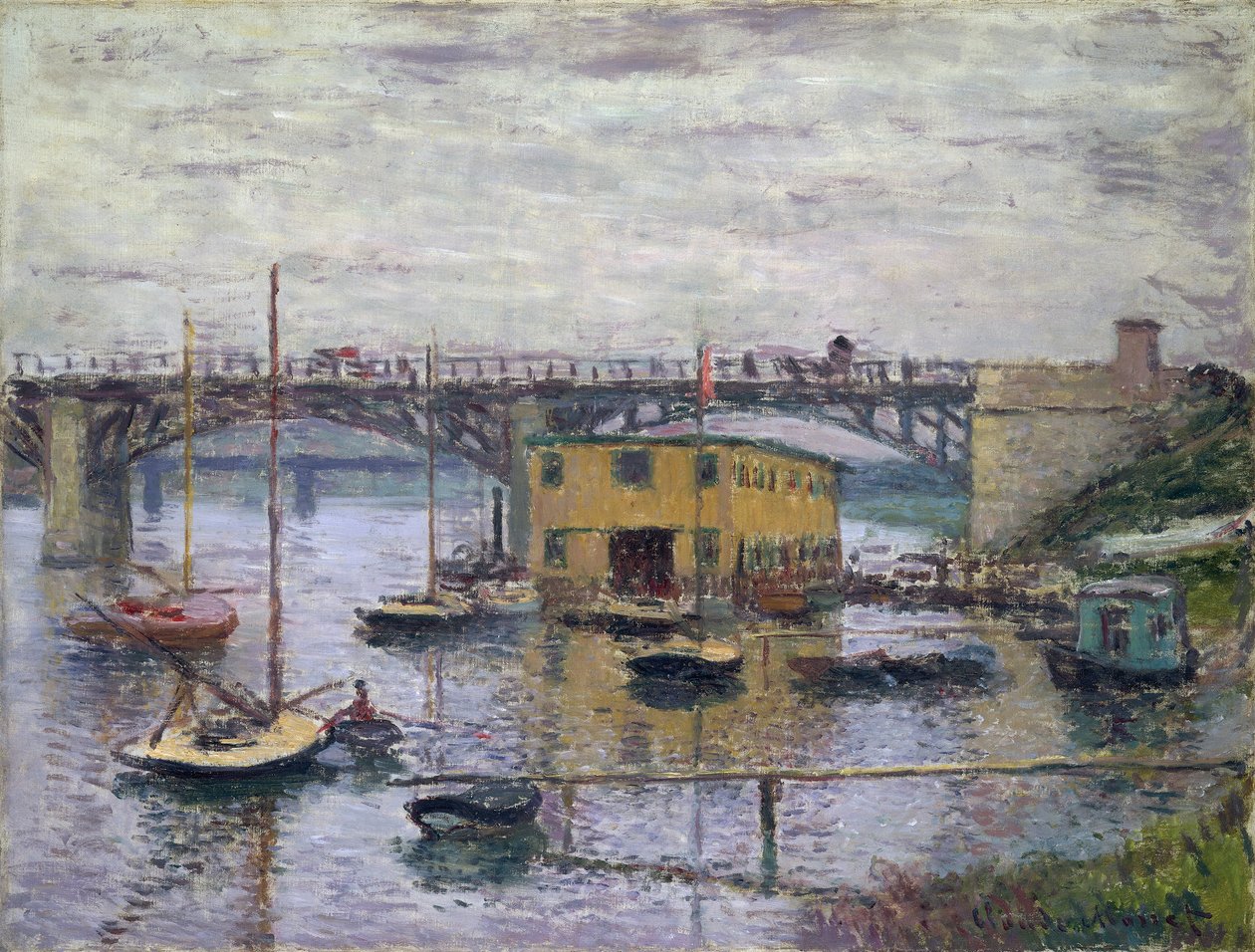 Broen ved Argenteuil på en grå dag, ca. 1876 (olie på lærred) af Claude Monet