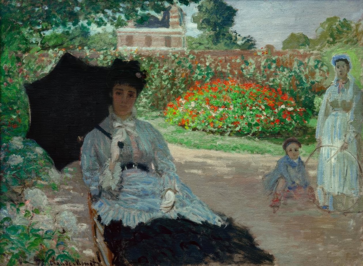Camille i haven, med Jean og hans tjenestepige af Claude Monet