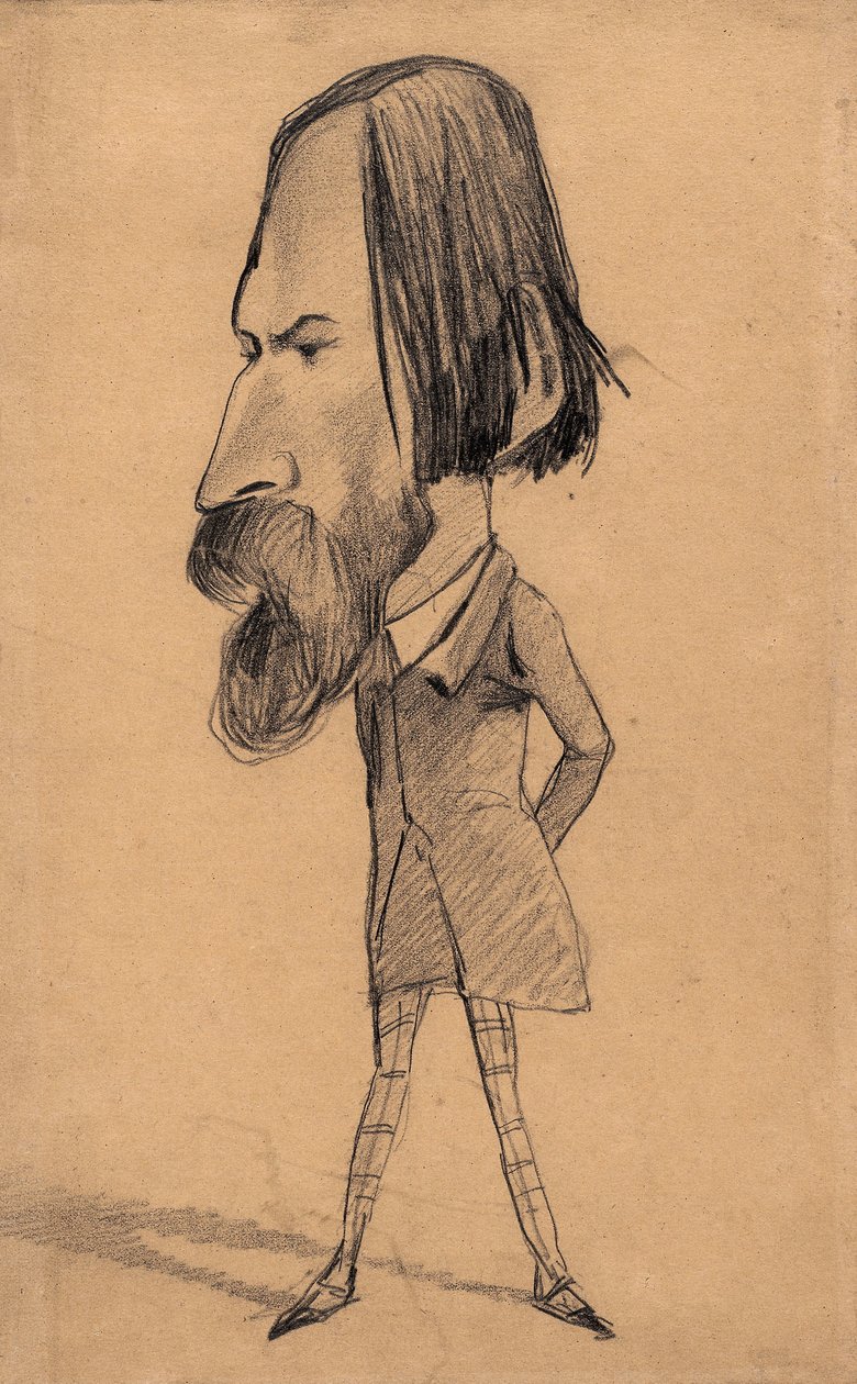 Karikatur af Auguste Vacquerie, ca. 1859 (grafit med sletning på brunt vævet papir) af Claude Monet