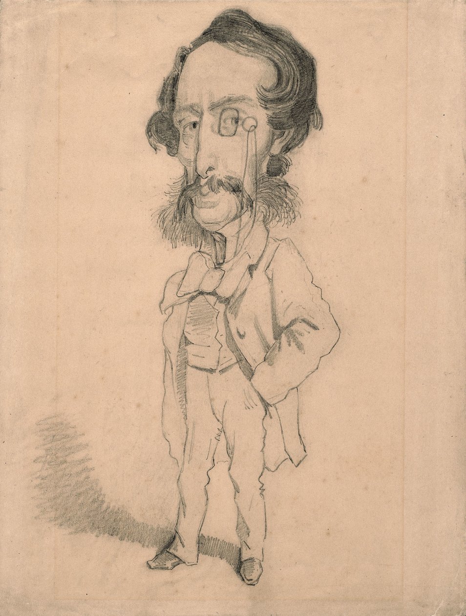 Karikatur af Mario Uchard, ca. 1858 (grafit med strejf af sletning og stød på solbrunt vævet papir) af Claude Monet
