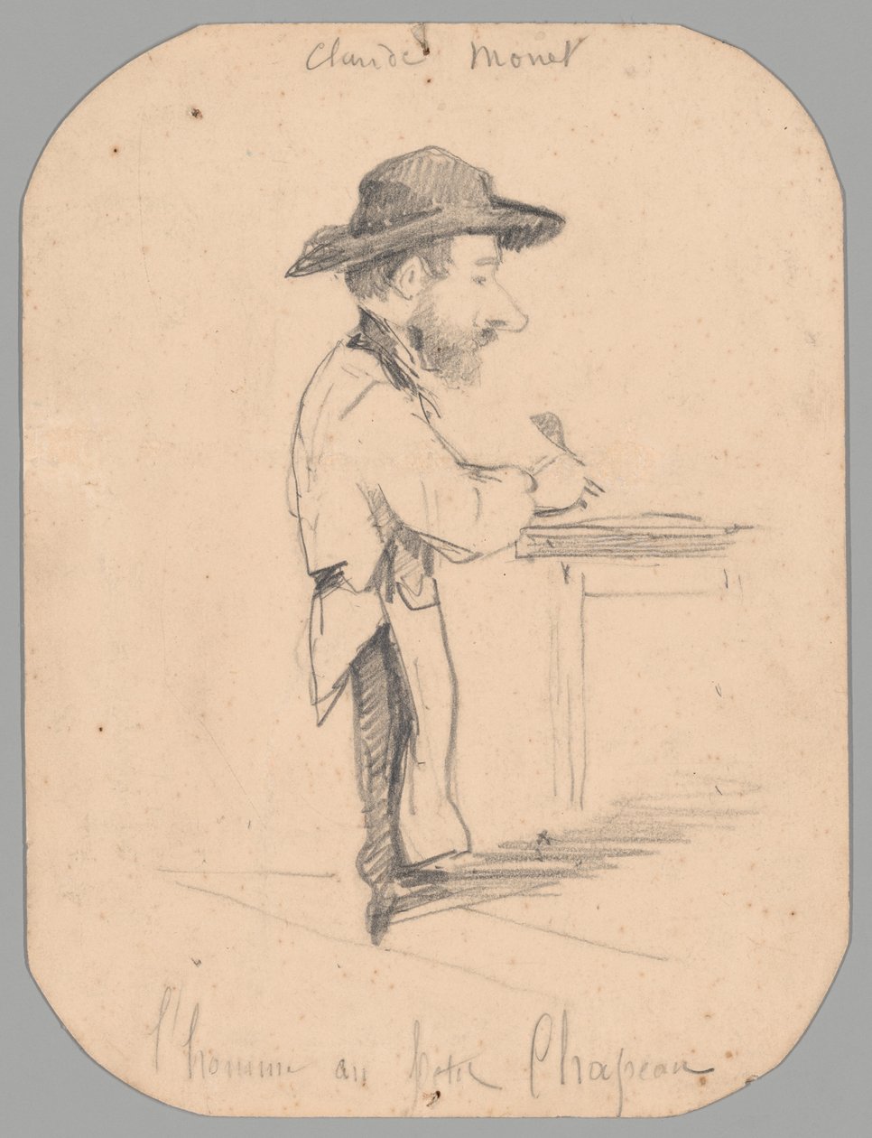 Karikatur af en mand i den lille hat af Claude Monet