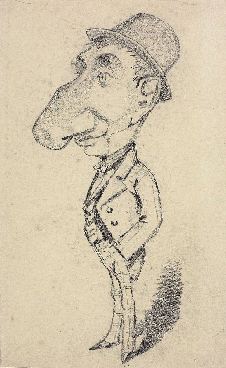 Karikatyyri miehestä, jolla on suuri nenä af Claude Monet