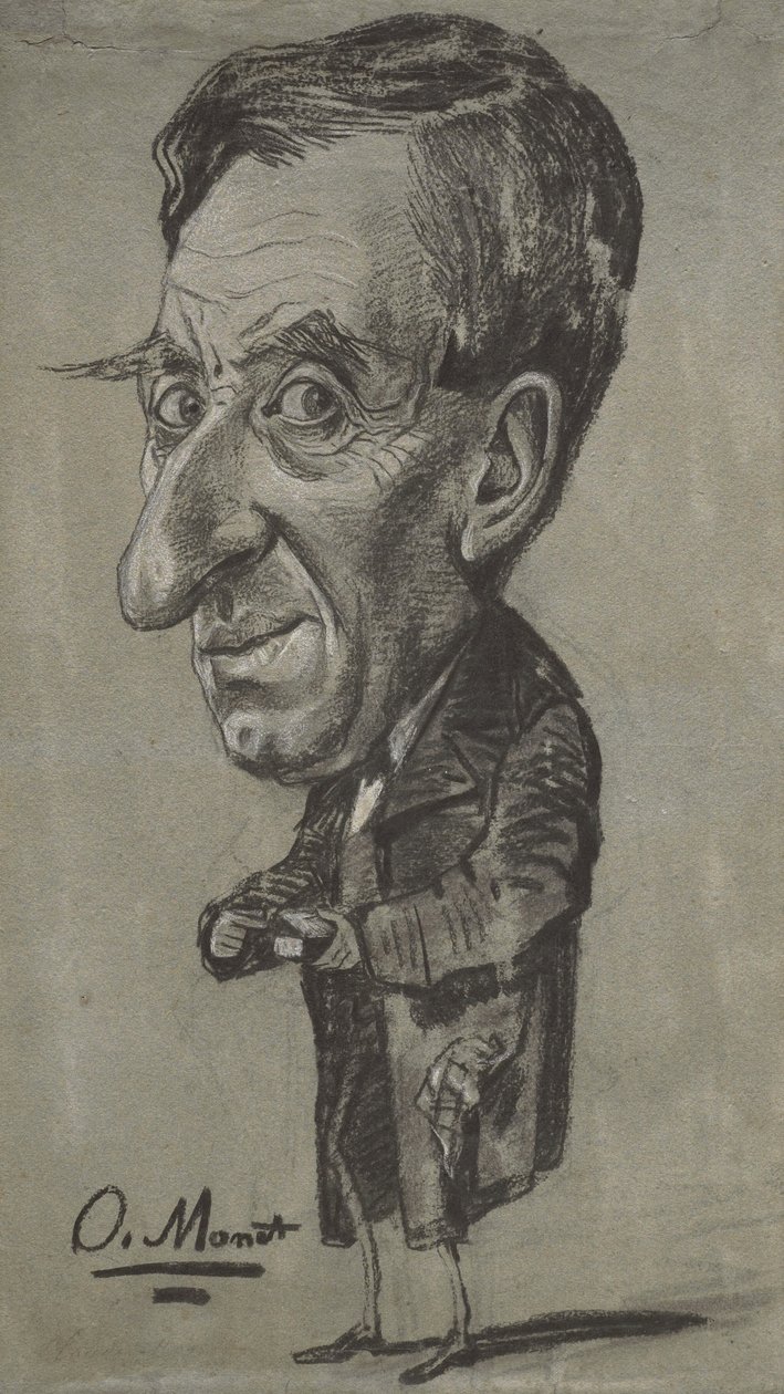 Karikatur af en mand med en snusdåse, ca. 1858 af Claude Monet