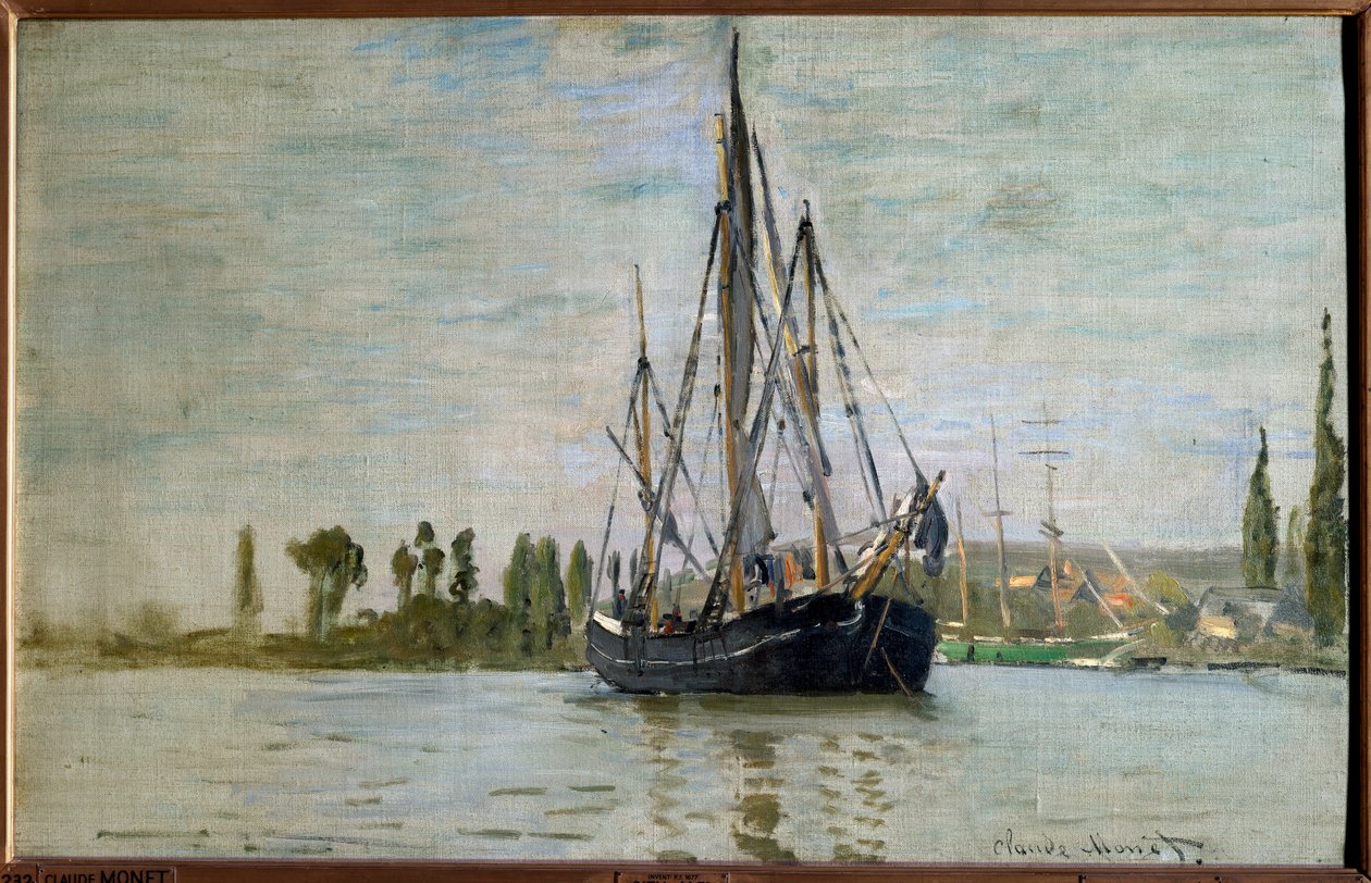 Chasse maree (Chasse-Maree) for anker nær Rouen, Maleri af Claude Monet (1840-1926) 1871 søn. 0,48x0,75 m Paris, musee d