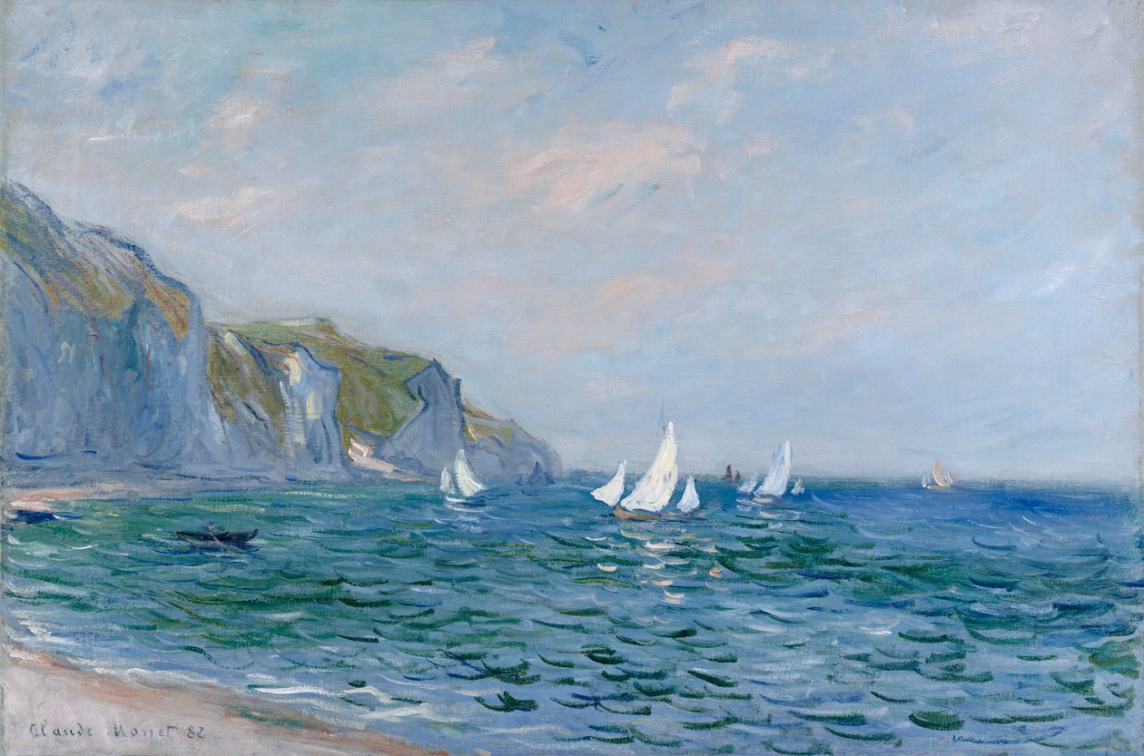 Klipper og sejlbåde ved Pourville af Claude Monet