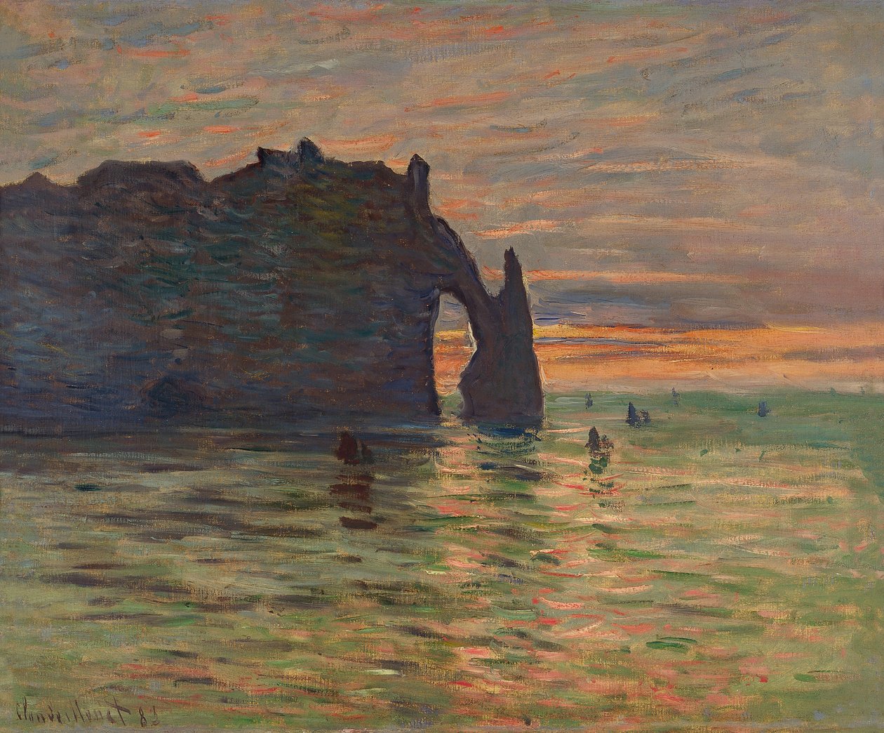 Solnedgang i Etretat af Claude Monet