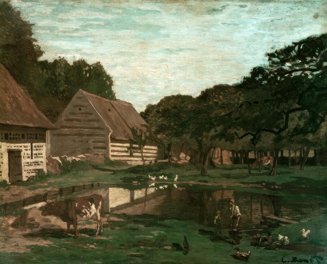 Gårdsplads i Normandiet af Claude Monet