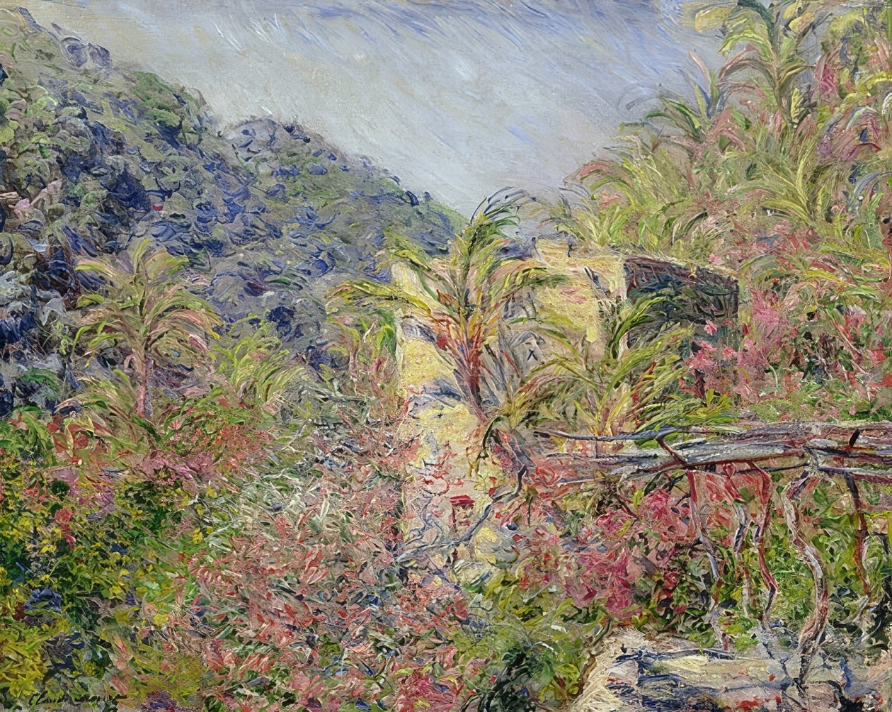 Das Gran Sasso Tal im Sonnenschein (Sasso-dalen, soleffekt). 1884 af Claude Monet