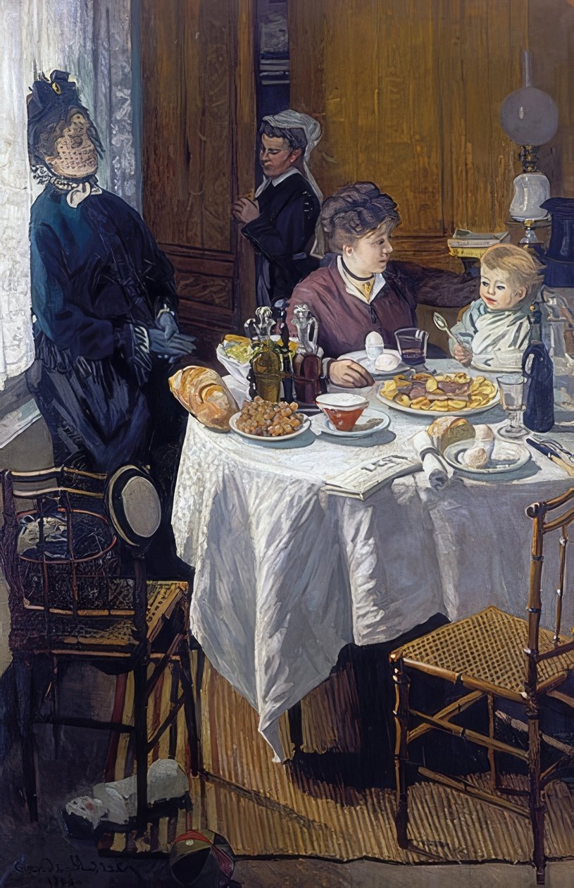 Frokost (Le Déjeuner). 1868. Tilstand efter restaureringen af Claude Monet