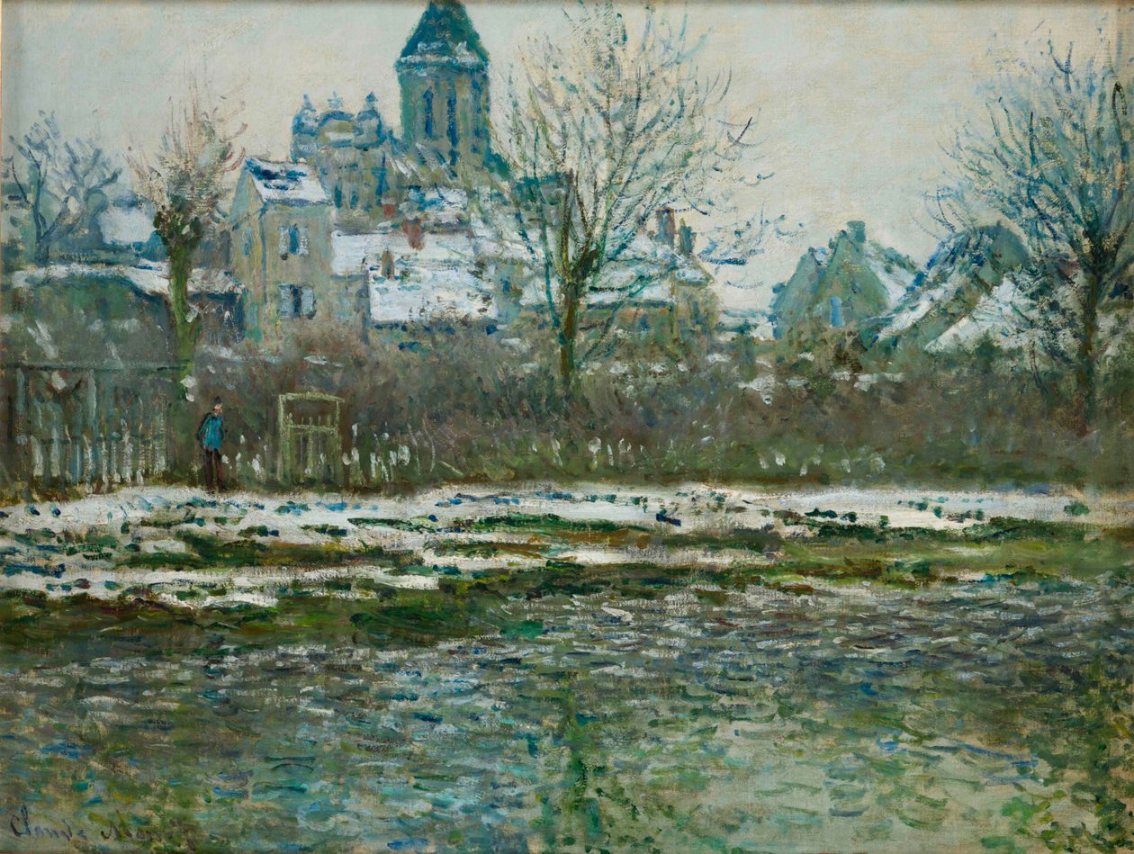 Effekt af sne ved Vétheuil eller Vétheuil-kirken, 1878-1879. af Claude Monet