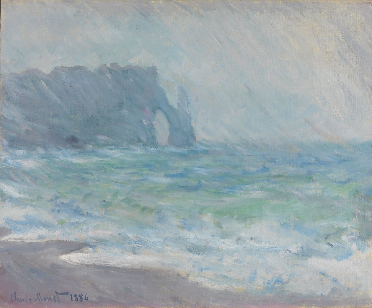 Étretat i regnen af Claude Monet